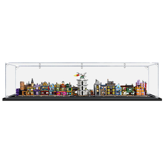 Picture of Acrylic Display Case for LEGO 76444 Harry Potter Diagon Alley Wizarding Shops Figure Storage Box Dust Proof Glue Free